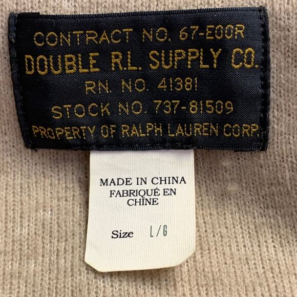 RRL by RALPH LAUREN Size L Tan Green Wool Blend One Pocket Sherpa Jacket - Picture 4 of 7